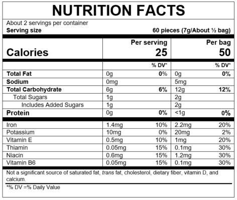 Nutrition Facts Puffs to Go